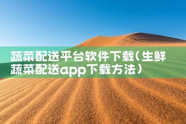 蔬菜配送平台软件下载