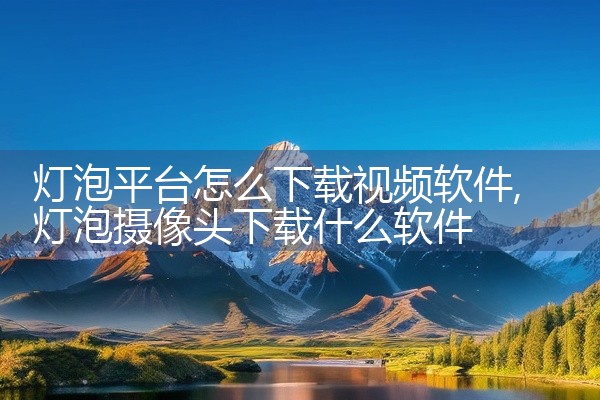 灯泡平台怎么下载视频软件
