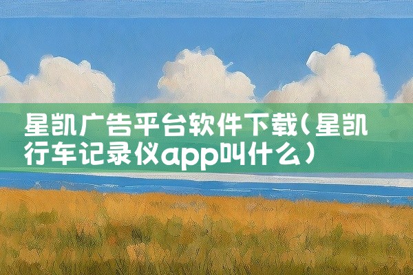 星凯广告平台软件下载