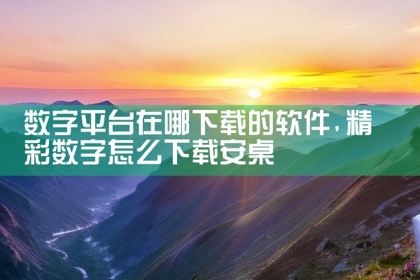 数字平台在哪下载的软件