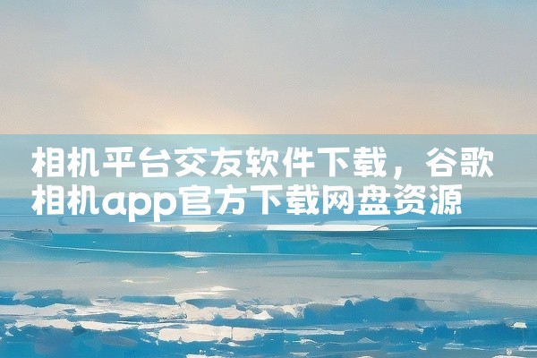 相机平台交友软件下载